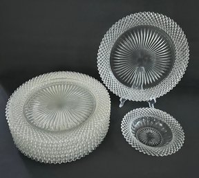 Anchor Hocking White Depression Glass 'Miss America' Pattern Eight 10' Plates One 6' Bowl No Issues