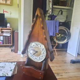 #12 - Vintage Home Made Arts & Crafts 24' Tall Wooden Clock  Works Great!