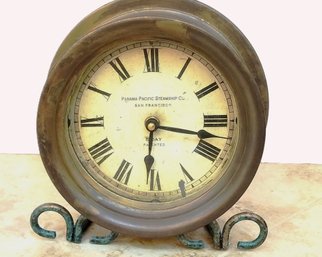 Vintage Brass Finish Steamship Style Battery Operated Wall/desk Clock With Metal Stand