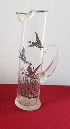 13' Midcentury Cocktail Martini Pitcher Server Silver Gilded