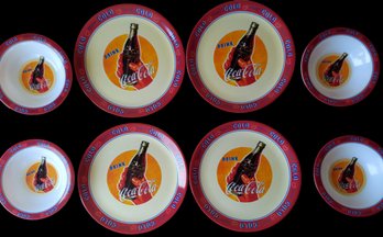 Set Of 8 Gibson China Coca Cola Plates & Bowls