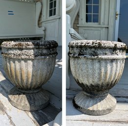 A Pair Of Cast Concrete Planters - Front Porch