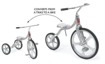 AWESOME Vintage Convert O - Tricycle / Bicycle - All Cast Aluminum - Converts From Tricycle To Bicycle - WOW !