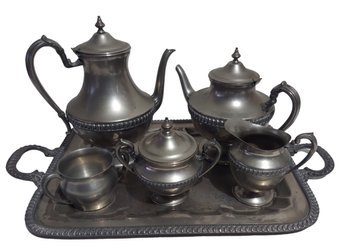 Antique Circa 1900 Silver On Copper Tea Set