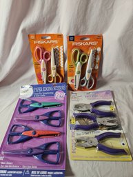 Selection Of Crafting Scissors And Hole Punch, Brand New