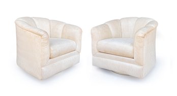 Cream Swivel Club Chair - A Pair