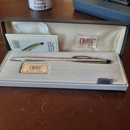 #59 - Vintage Cross #3502 Lustrous Chrome Ballpoint Pen Mint In Box* Perfect Working Condition.