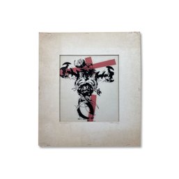 14x16 Ink On Matted Acetate Titled: The Crucifixion - Signed Alton Tobey
