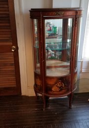 Victorian Hand Painted Curio Cabinet W/ Key