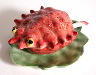 Vintage Italian Majolica Cuttlefish Lidded Condiment Dish