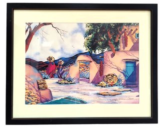 Listed Artist Doreman Burns Hand Signed Southwestern Pueblo Indian Giclee Water Color Sandia Encantada.