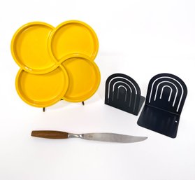 Dasnk Knife, Dansk Yellow Melamine Tray, Spectrum Designs Bookends