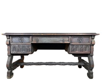 Spanish Revival Desk With Handwrought Hardware