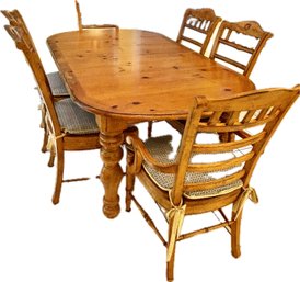 Vintage Drexel Heritage Pinehurst Collection, Pine Dining Table And Chairs