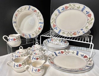 Nikko Provincial AVONDALE Pattern Serving Pieces: 3 Veg. Bowls, 3 Oval Platters, 3 Creamers, 3 Covered Sugars