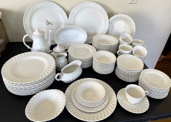 INCREDIBLE Bone White SHEFFIELD USA Dinnerware Service For 12 (minus 1 Dinner Plate) Plus Serving Pieces