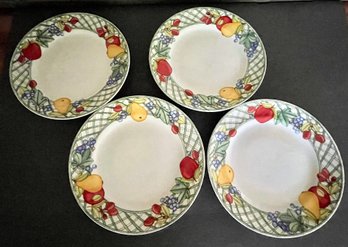 Set Of 4 Dansk Nordic Fruit Dinner Plates-  9-1/4' (read Description)