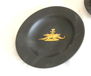 Wedgwood Black Basalt Dish With Gold Crocodile Motif