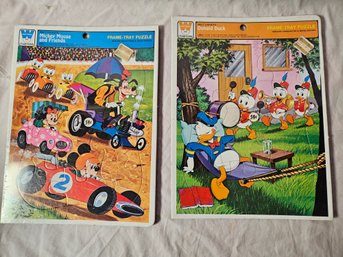 Two Vintage Walt Disney Puzzles In Original Plastic, Never Used
