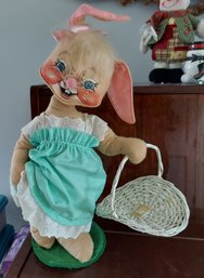 Large Vintage Annalee 1987 Easter Parade Girl Doll On Stand