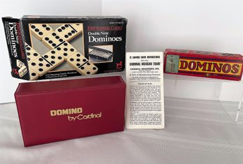 Vtg Dominoes Lot: HALSALM In Box, #511 FAO Schwarz Classics 1993 Cardinal DOUBLE NINE DOMINOES In Case