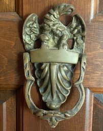 Brass Federal Eagle On Shield Door Knocker