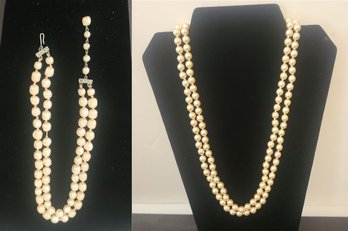 Two Vintage Double Stranded Faux Pearl Necklaces