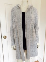 Dreamers Hoodie Cable Knit Front Sweater Cardigan Grey