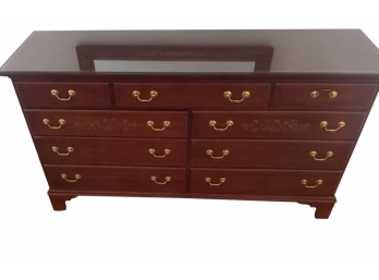 Excellent Condition Hitchcock 64 IN. Long Nine Drawer Dresser With Beveled Glass Top