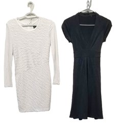 White Long Sleeve Dress By Torn By Ronny Kobo & Black V-neck Silk Dress By Elie Tahari Size Small