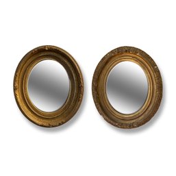 Pair - Small Oval Gilt Mirrors