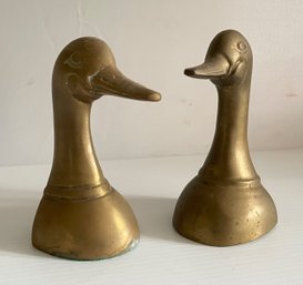 Pair Of Brass Duck Bookends Lot 3