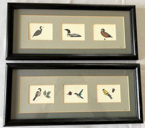Two Quilling Duck Prints By Sandra White Signed S. White Framed And Matted 16 In. X 7 In.