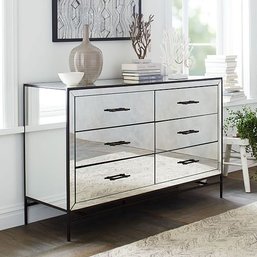 A West Elm Mirrored 6 Drawer Dresser