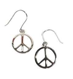 Vintage Handmade Petite Sterling Silver Peace Sign Earrings