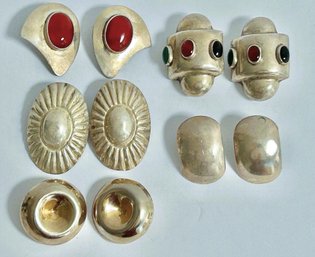 Lot Of 5 Pairs Vintage Sterling Silver Mexico Some Taxco Clip Earrings All Marked  ( READ Description)