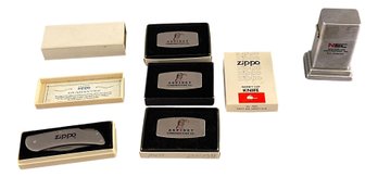 Lot Of Zippo Knives, And Table Lighter