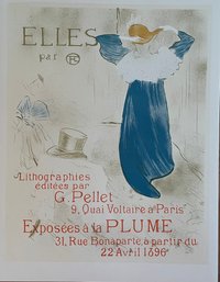 1966 Henri De Toulouse-Lautrec 'Elles' Art Nouveau Gray France Lithograph