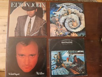 #97 - Lot Of 4 Vintage Rock Record Albums (Elton John, Moody Blues, CSN&Y & Phil Collin