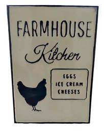 Farmhouse Kitchen With Chicken Embossed Metal Sign