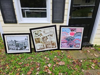 #37 Lot Of 3 Large Farmers Insurance Framed Art Prints Mint Condition