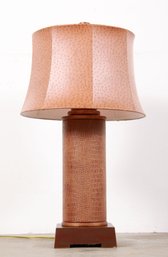 Faux Brown Alligator Skin Table Lamp & Matching Faux Ostrich Leather Shade