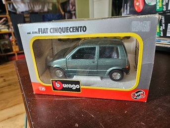 #16 - Bburago No. 0194 Fiat Cinquecento Die Cast Car 1:24 Scale. Mint In The Original Box.