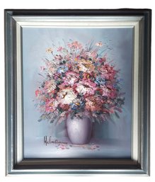 Listed Artist Robert Helman Impressionist Textured Still Life Bouquet Of Flowers Oil Painting