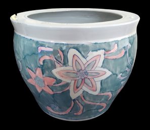 Large Vintage Oriental Porcelain Fishbowl  Planter Pot