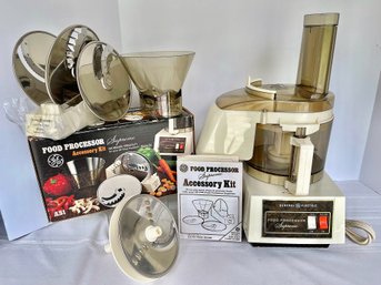 Vtg GE Food Processor Supreme Model F2FP-6 Tested & Working  ASI Accessory Kit NEVER USED!