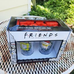 #39 - 'Friends' TV Show Glasses & Plastic Ice Cube Trays/Molds - New In Box