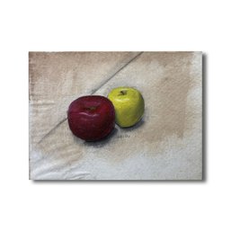 16x12 Still Ife Red And Green Apple - Acrylic On Canvas Board - Signed Alton S Tobey