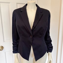 Michael Kors Black One Button Blazer With Ruched Sleeves