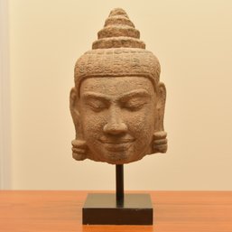 Antique Carved Stone Buddha Head, Thailand